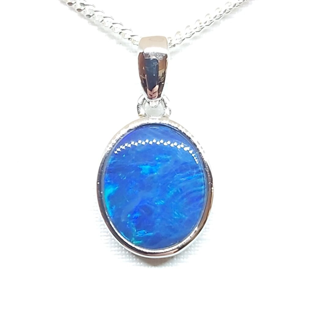 Sterling Silver Gem Quality Doublet Opal Pendant