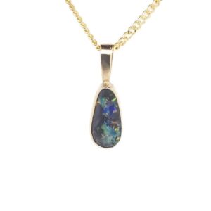 9k Yellow Gold Solid Boulder Opal Pendant