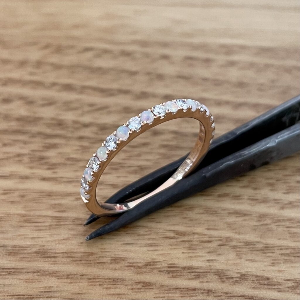 Opal and Diamond Ring Set in 18K Gold