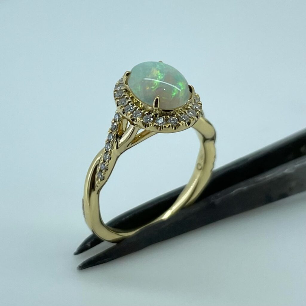 Custom Made Crystal Opal Engagement Ring
