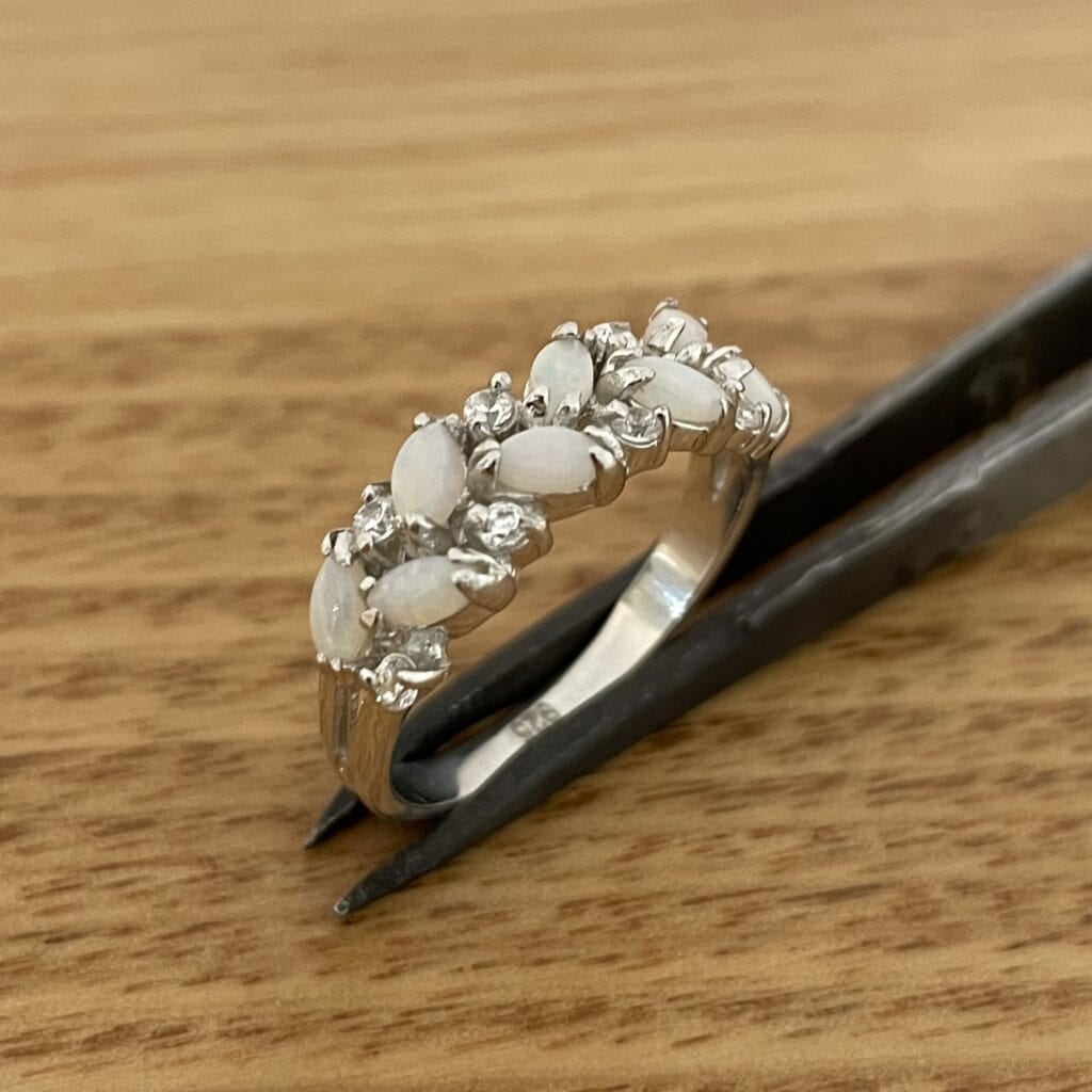 Sterling Silver Solid Opal Cluster Ring