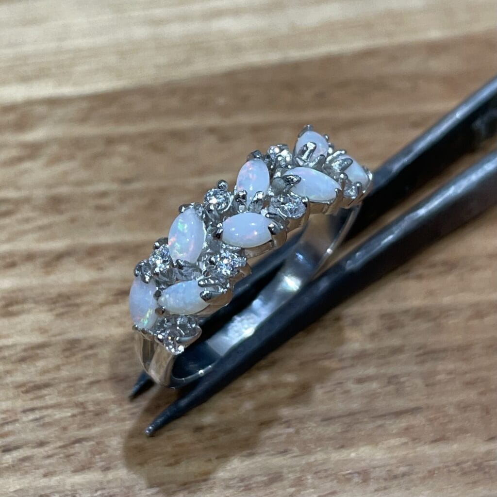 Sterling Silver Solid Opal Cluster Ring