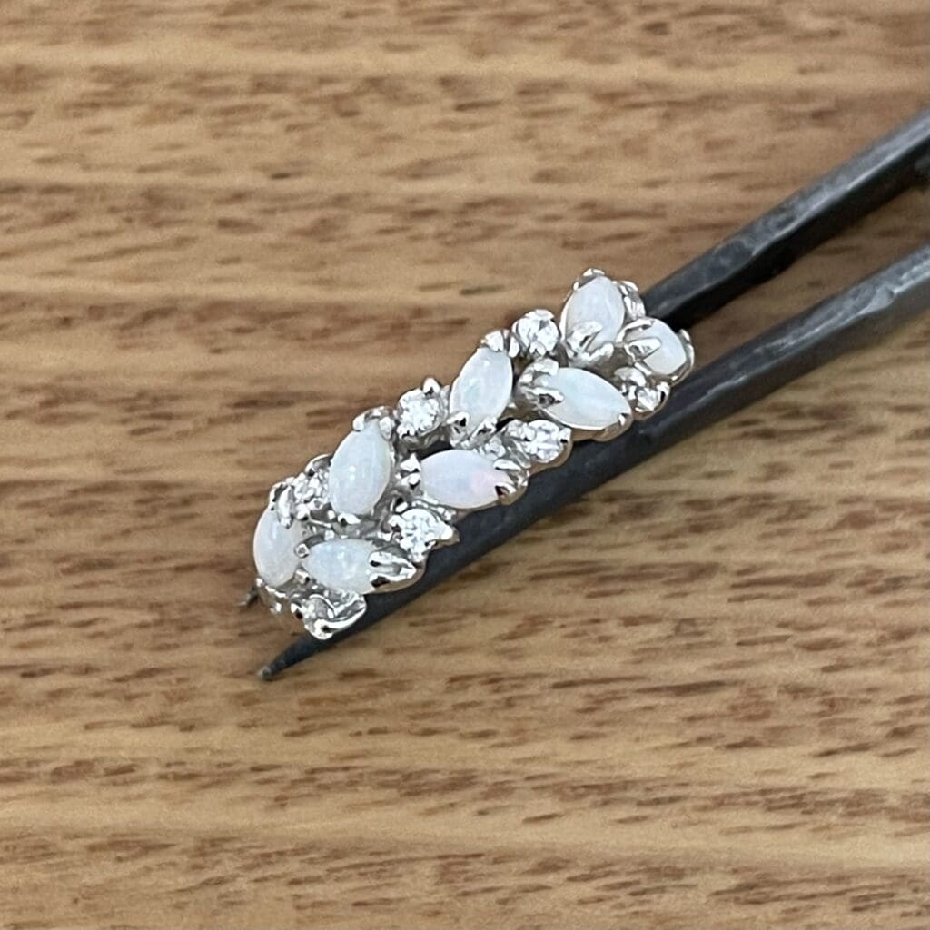 Sterling Silver Solid Opal Cluster Ring