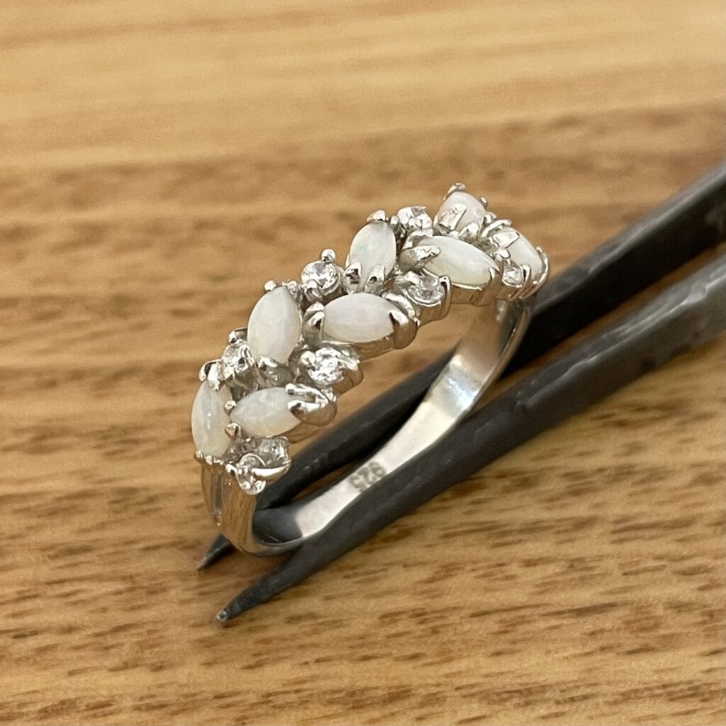 Sterling Silver Solid Opal Cluster Ring