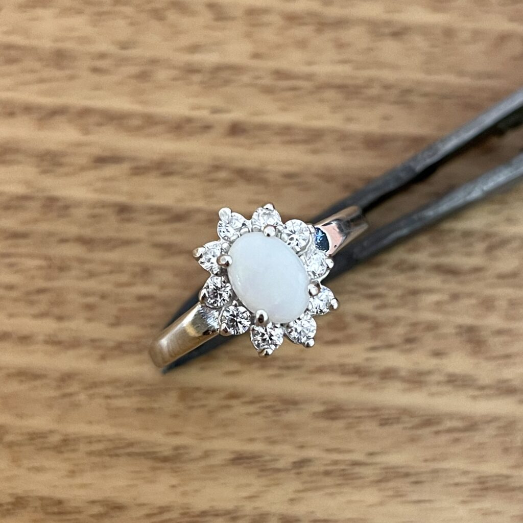 Sterling Silver Solid Opal Cluster Ring