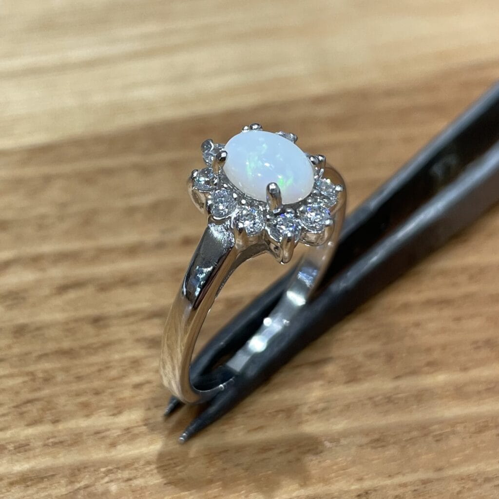 Sterling Silver Solid Opal Cluster Ring