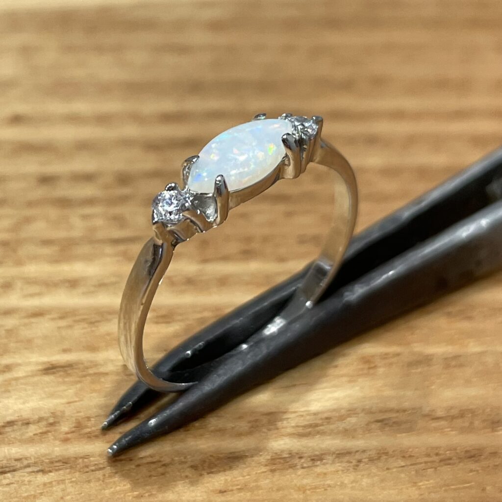 Sterling Silver Solid Opal Ring