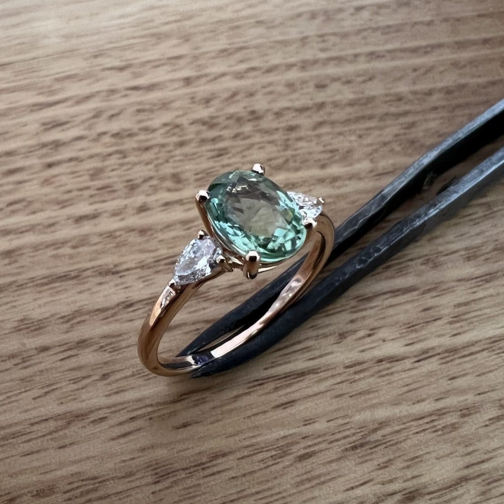18K Rose Gold Tourmaline & Diamond Ring