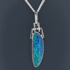 14K White Gold Doublet Opal Pendant 19938