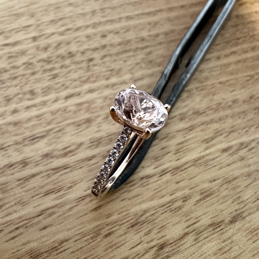 18K Rose Gold Morganite & Diamond Ring