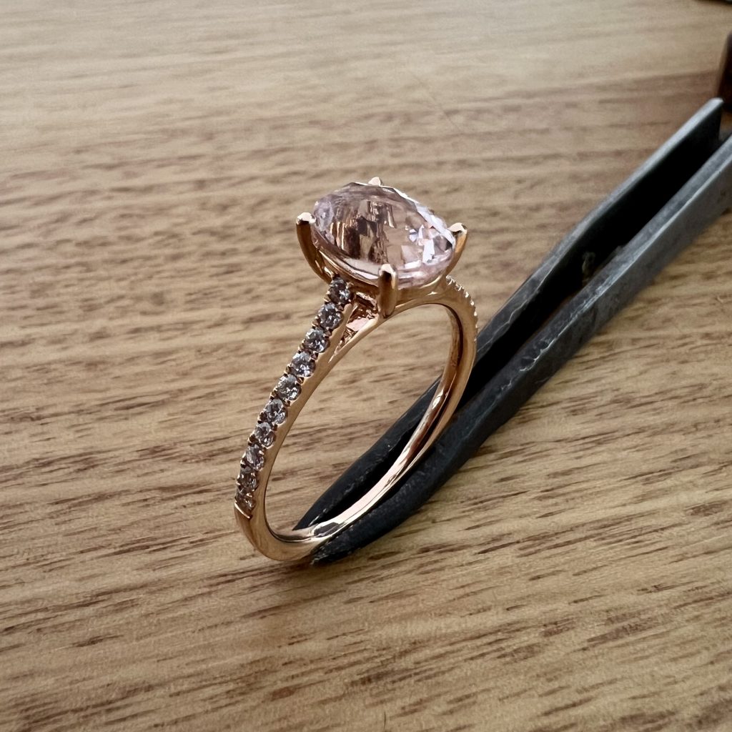18K Rose Gold Morganite & Diamond Ring