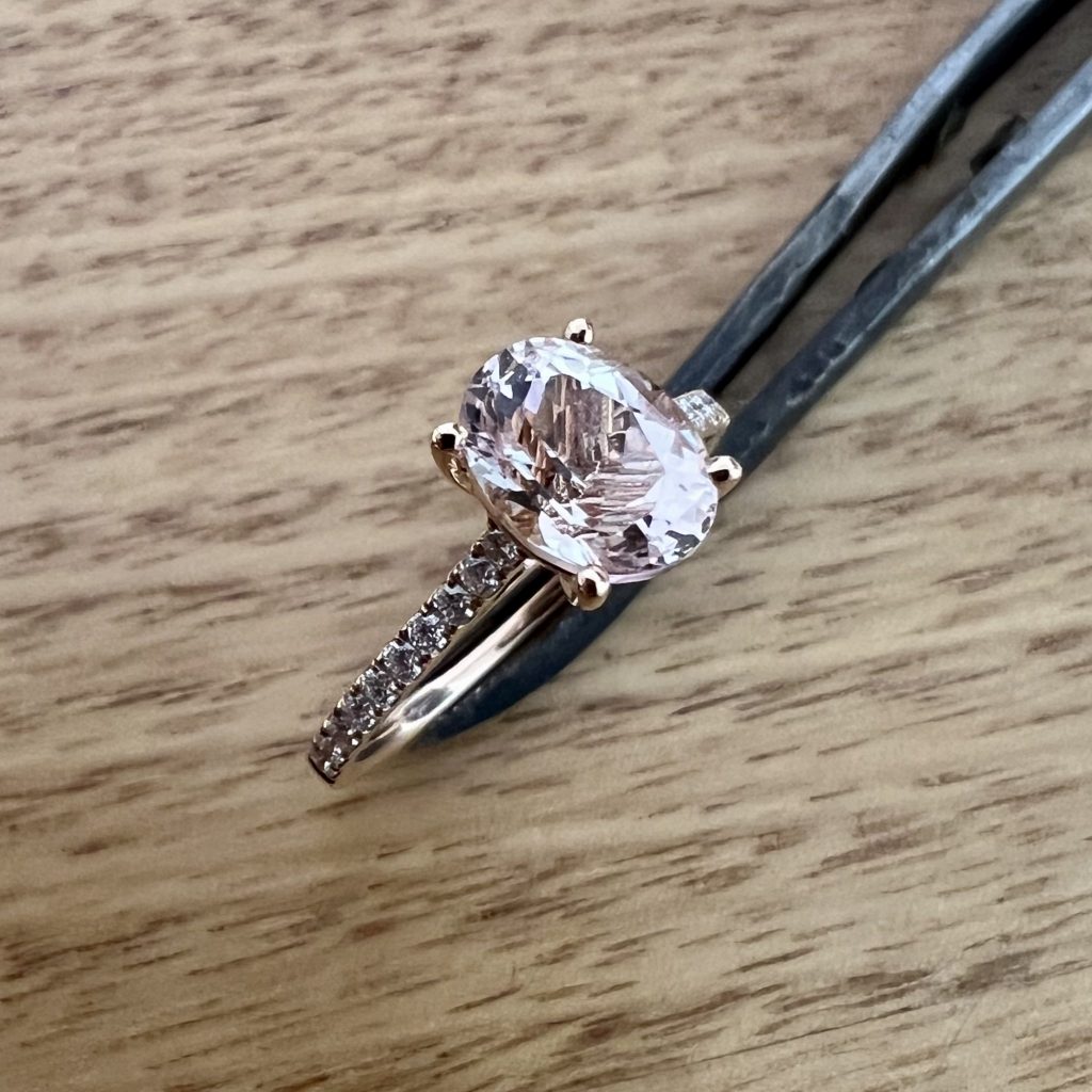 18K Rose Gold Morganite & Diamond Ring