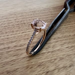18K Rose Gold Morganite & Diamond Ring