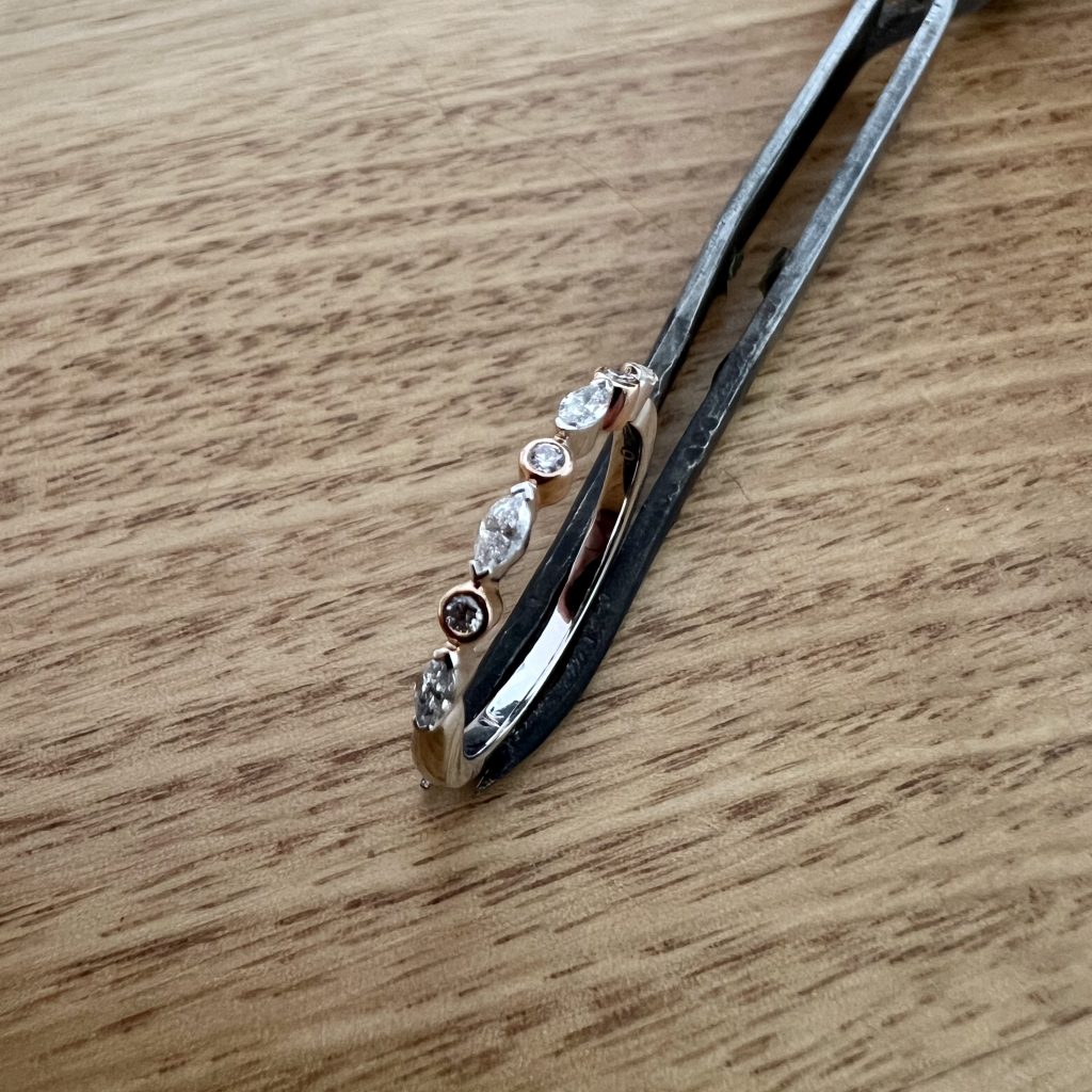 18K Rose & White Gold Diamond Band
