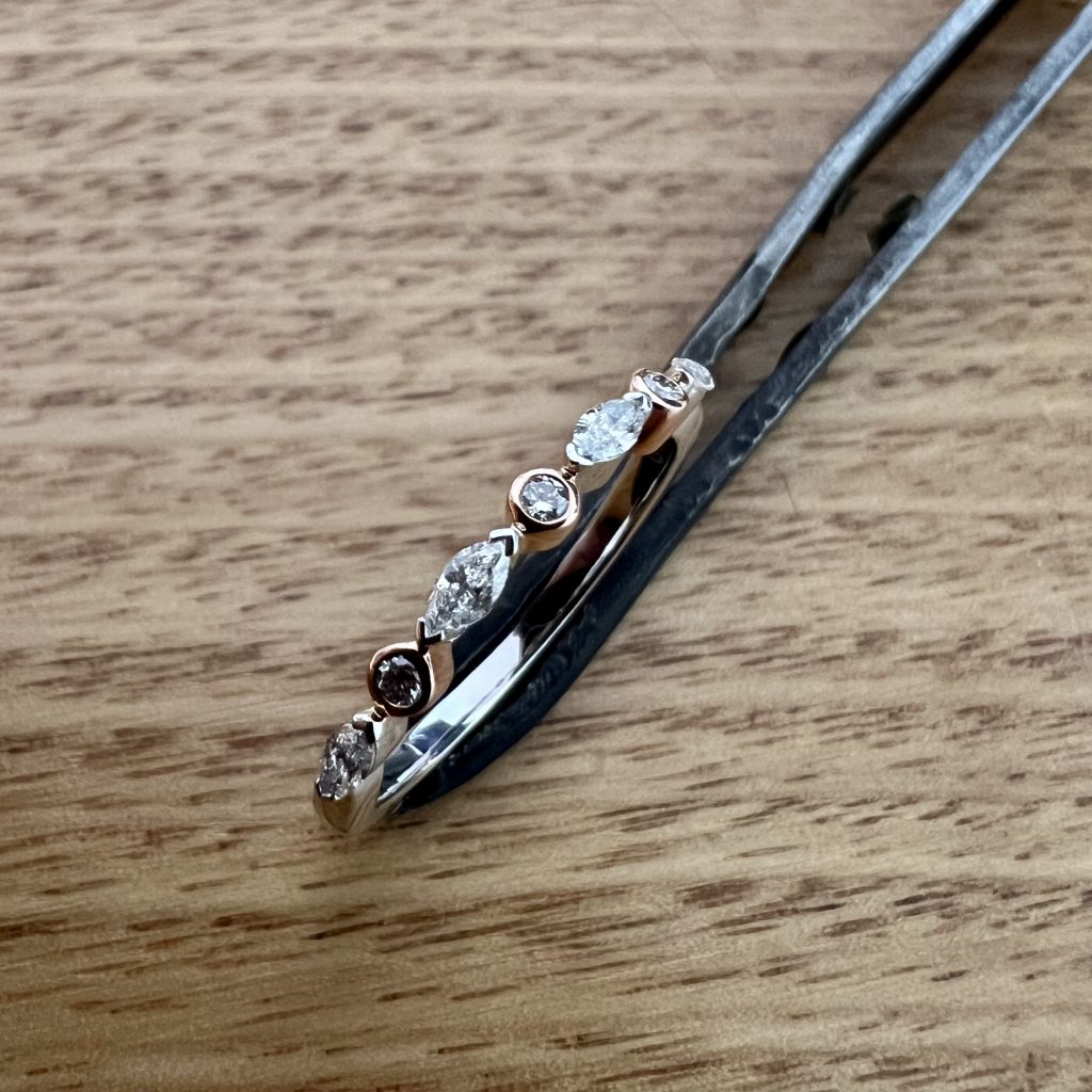 18K Rose & White Gold Diamond Band