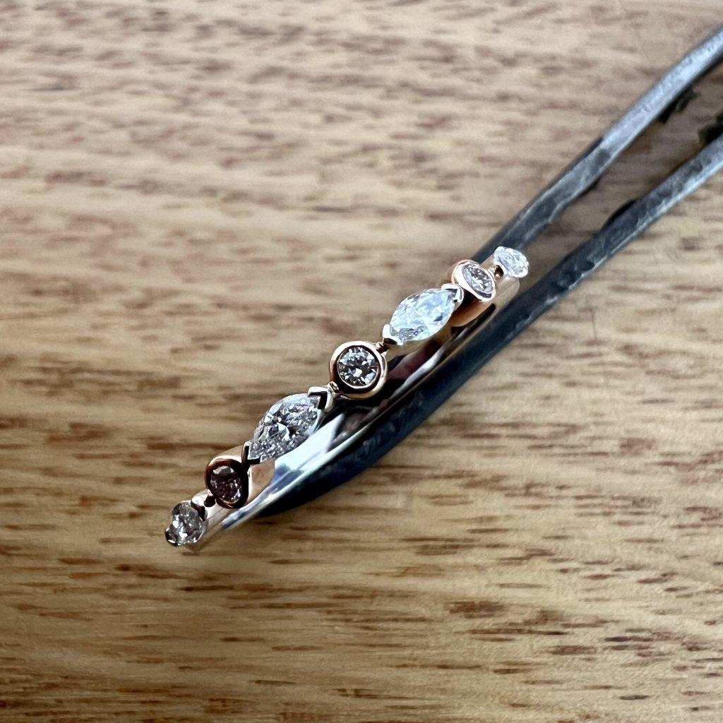 18K Rose & White Gold Diamond Band