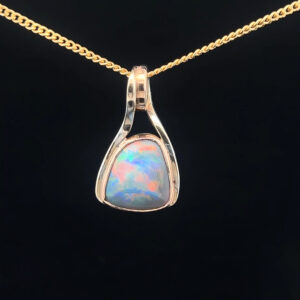 18K Rose Gold Double Sided Solid Black Opal Mokume Gane Pendant 10964