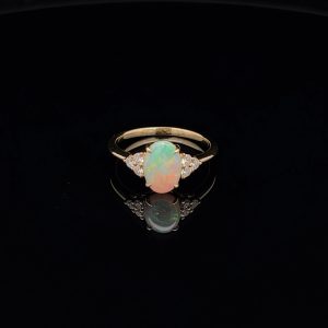 Opal Engagement Ring gold band