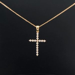 18K Yellow Gold Diamond Cross Pendant