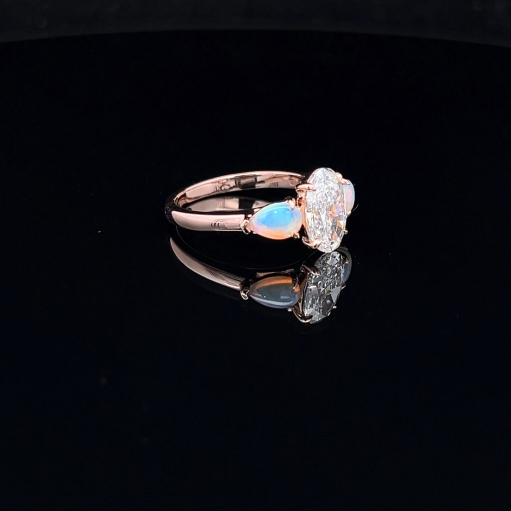 14K Rose Gold Diamond and Opal Engagement Ring 918247