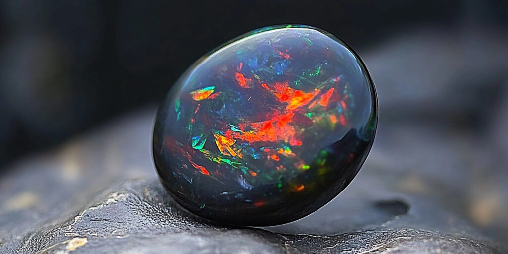 Vibrant Australian opal with multicolored flashes from Opal Diamond Factory.