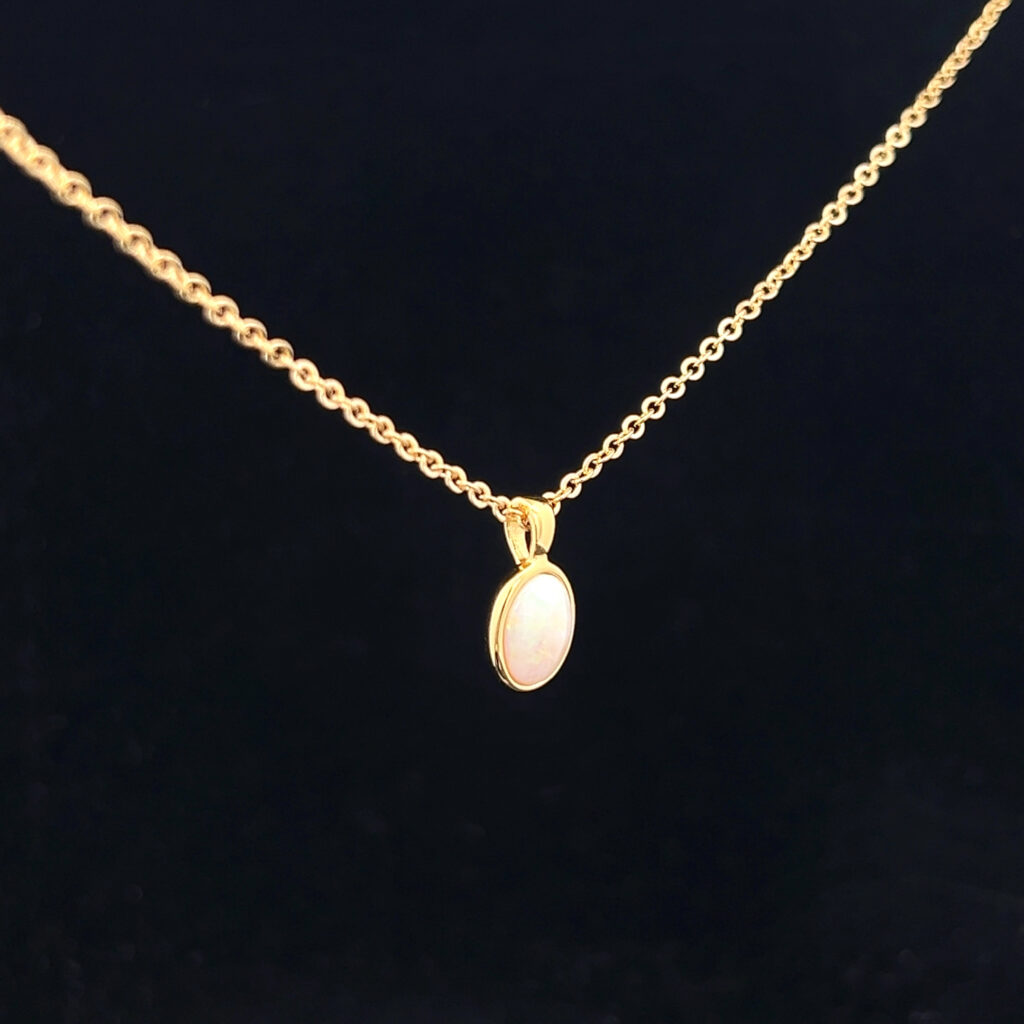 Gold Plated Sterling Silver Solid Light Opal Pendant 109908