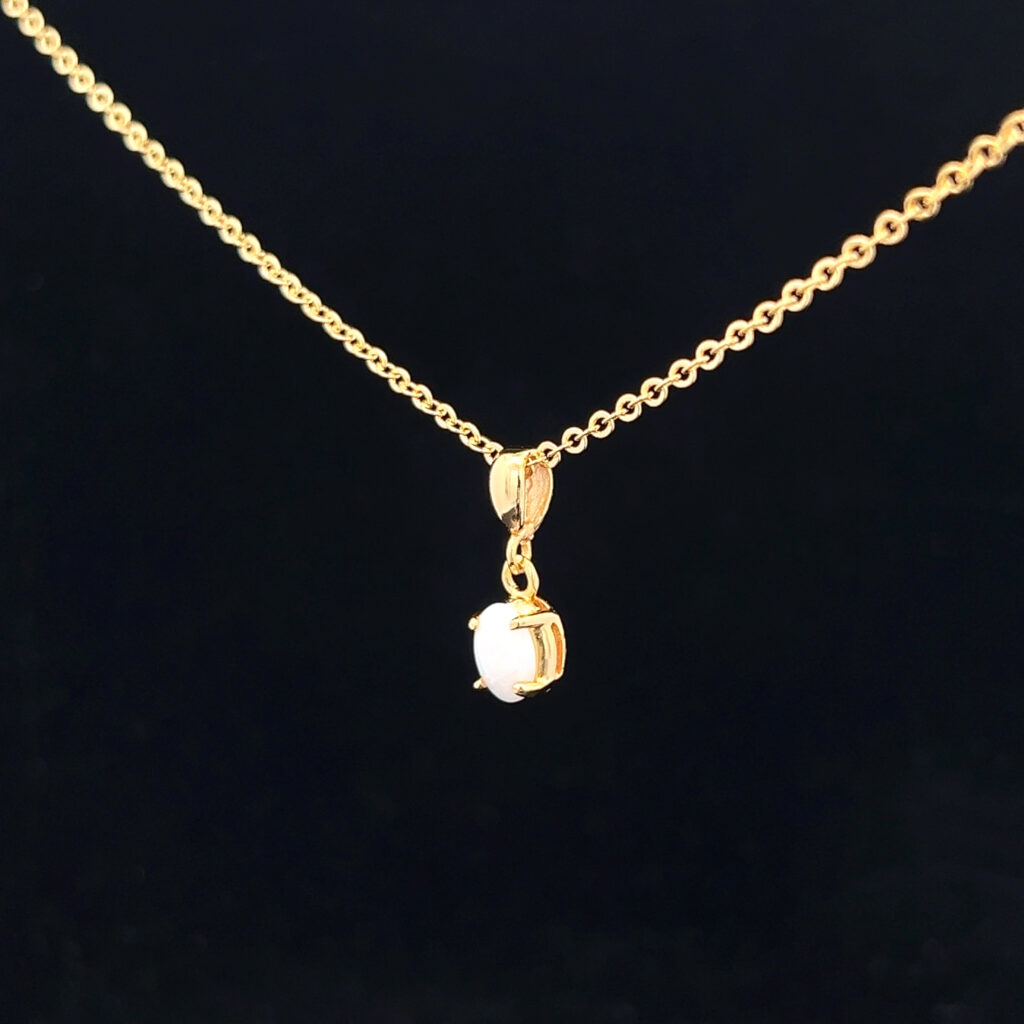 Gold Plated Sterling Silver Solid Light Opal Pendant 109961