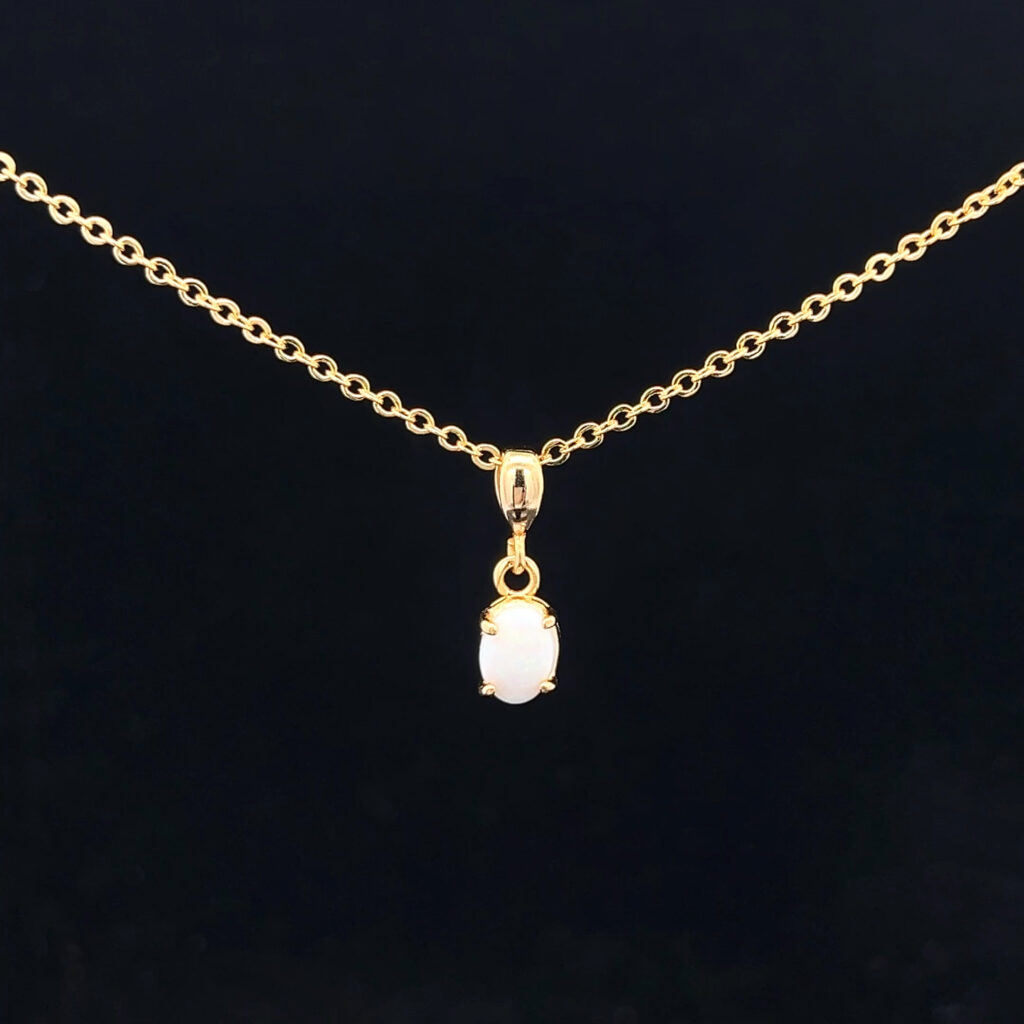 Gold Plated Sterling Silver Solid Light Opal Pendant 109961
