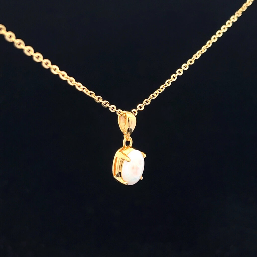 Gold Plated Sterling Silver Solid Light Opal Pendant 109964