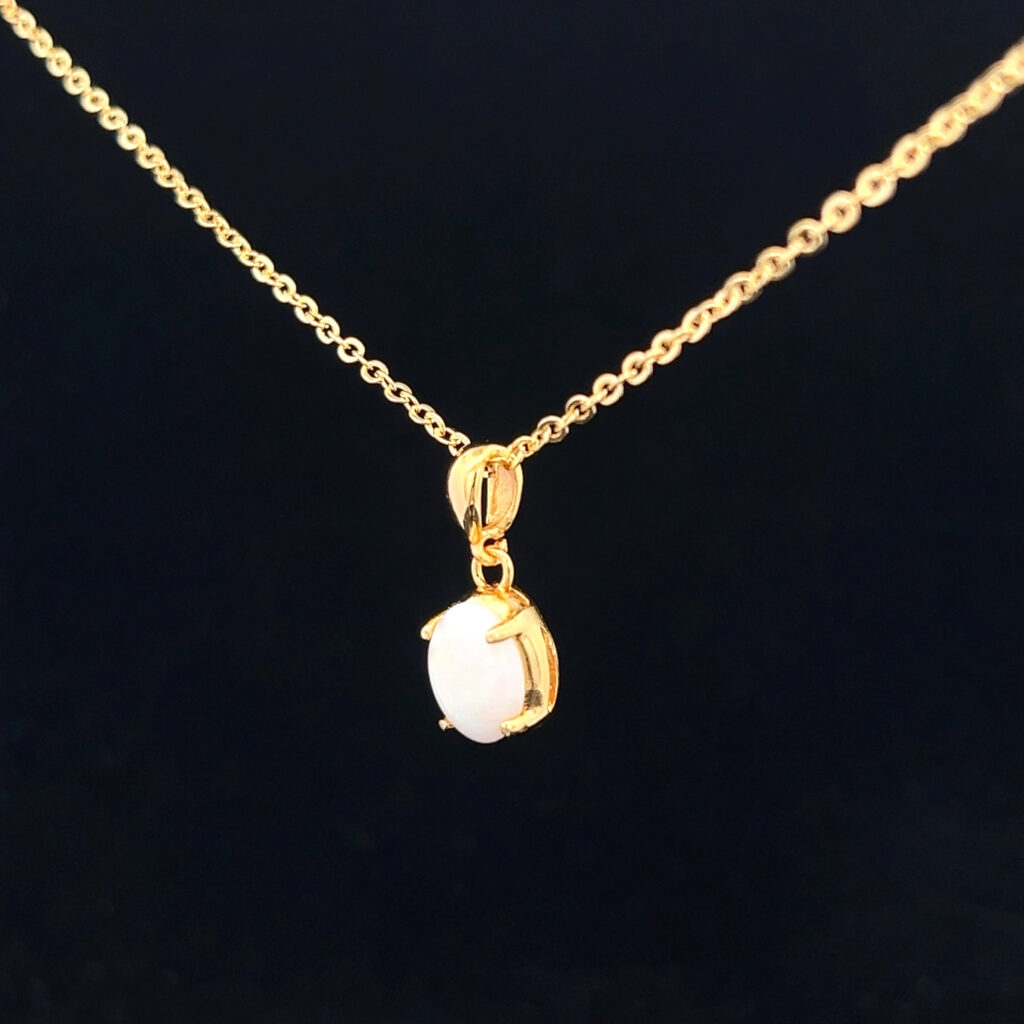 Gold Plated Sterling Silver Solid Light Opal Pendant 109964