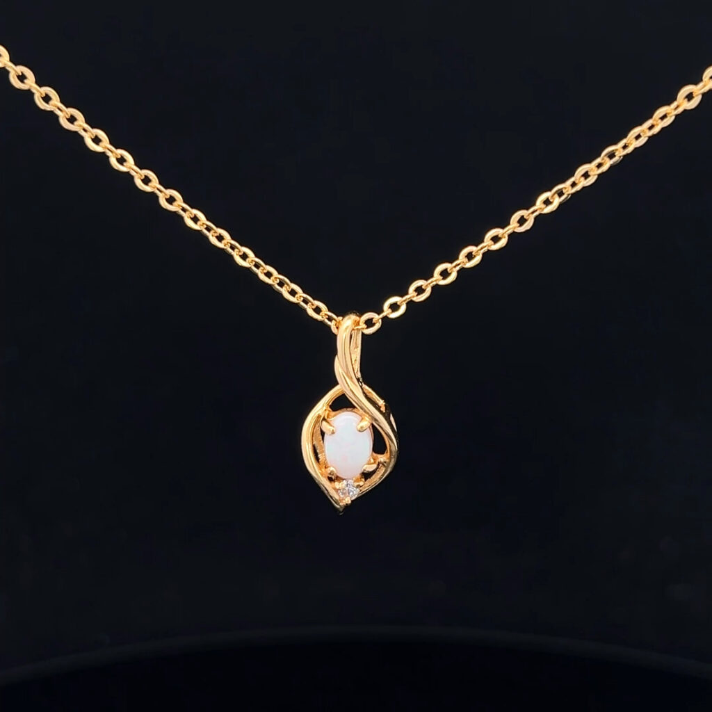 Gold Plated Sterling Silver Light Opal Pendant 109969