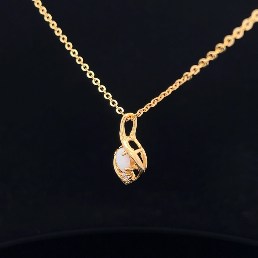 Gold Plated Sterling Silver Light Opal Pendant 109969